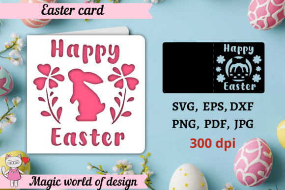 Download Happy Easter Card Svg, Bunny with Flower - Happy easter card Collection